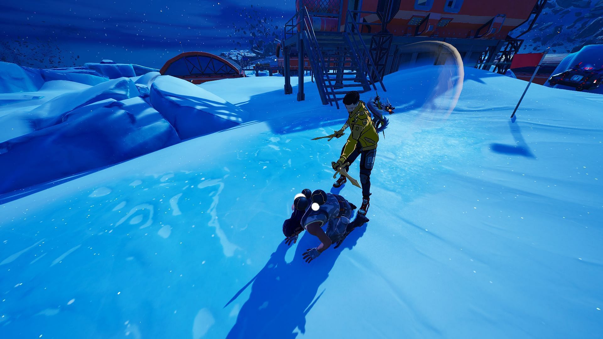 Whip out your Harvesting Tool and deal damage to opponents that have been knocked down (Image via Epic Games/Fortnite)